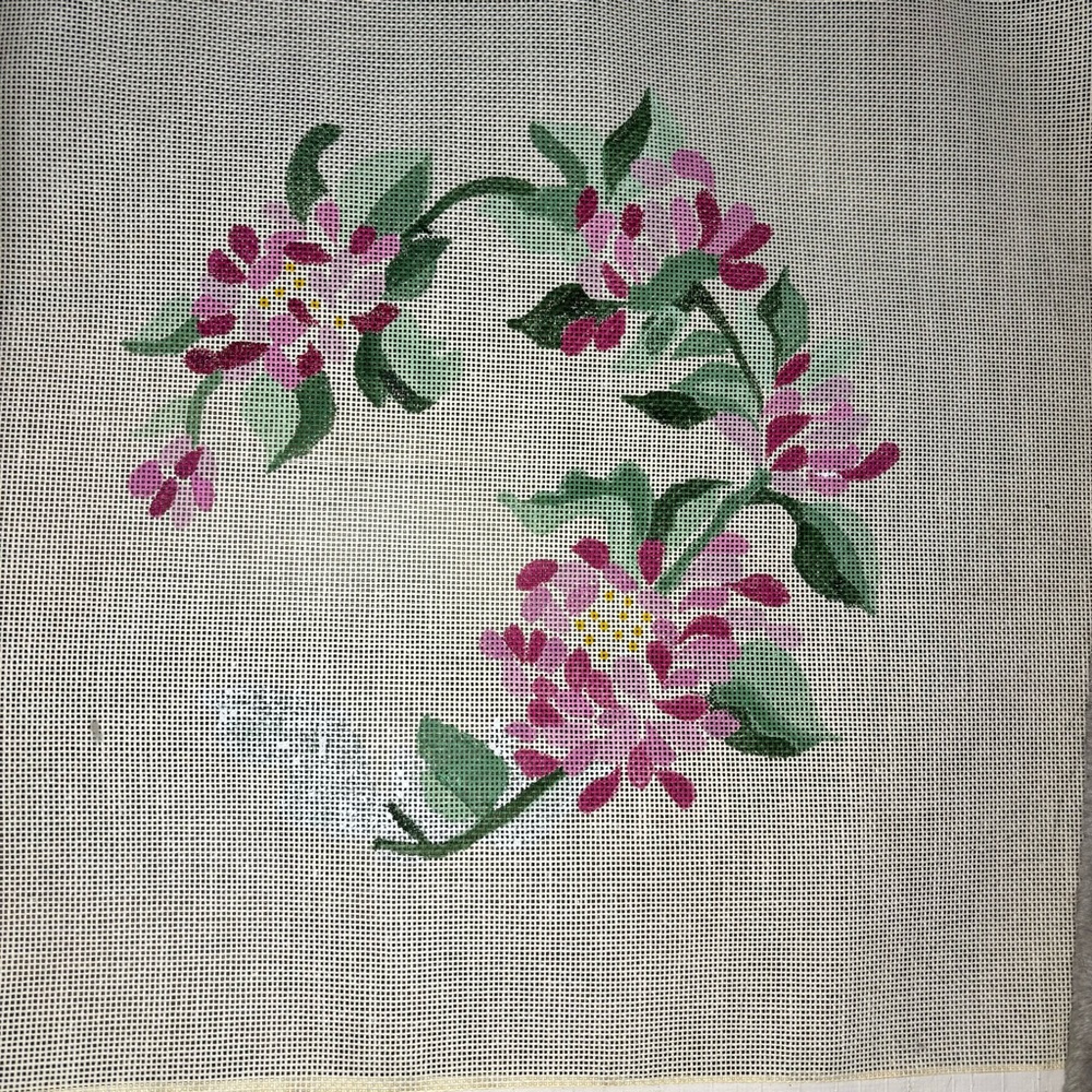 Floral Peony Dahlia Needle Craft *Canvas & Trace Pattern Only. Pink Purple Green